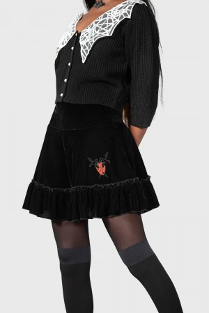 Killstar Lamellae Skater Skirt Černé | WGRAOS-309
