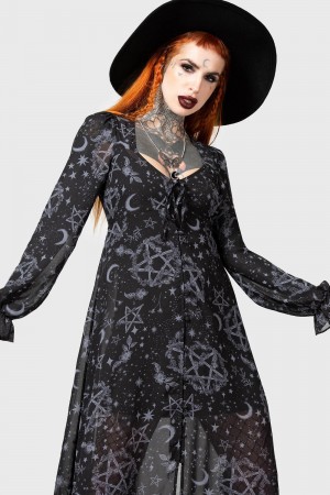 Killstar Lauma Maxi Šaty Černé | TXOKPC-701