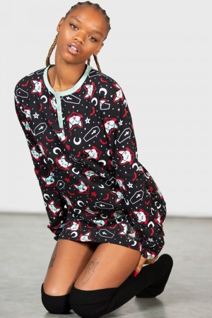 Killstar Lil Vampurr Lounge Top Černé | CWZSAT-321