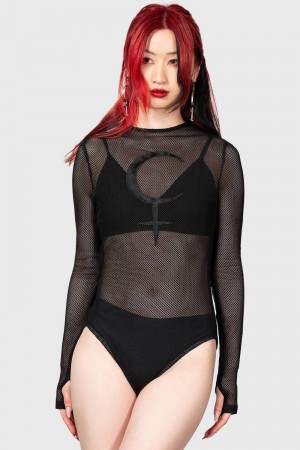 Killstar Lilith's Moon Bodysuit Černé | DAFIUY-431