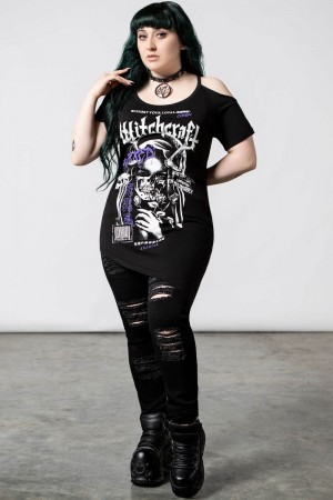 Killstar Local Coven Cut Top Černé | GDBZTP-947