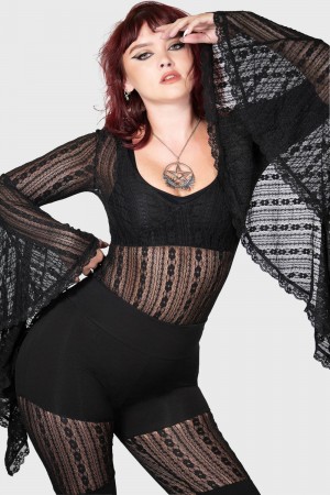 Killstar Lorelena Bodysuit [B] Černé | QDWOCT-329
