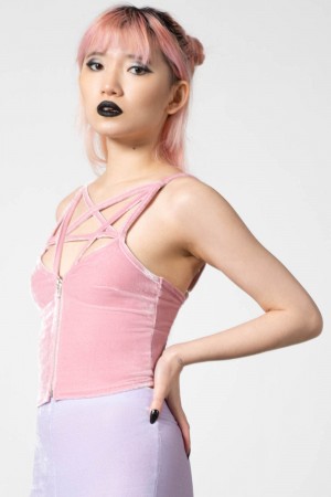 Killstar Lost In Sin Zip Top [PASTEL PINK] Růžové | CIXUBK-829