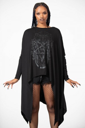 Killstar Lunar Oversized Top Černé | NKLVOZ-865
