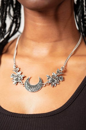 Killstar Lunar Rose Necklace Stříbrné | DPIMOZ-617