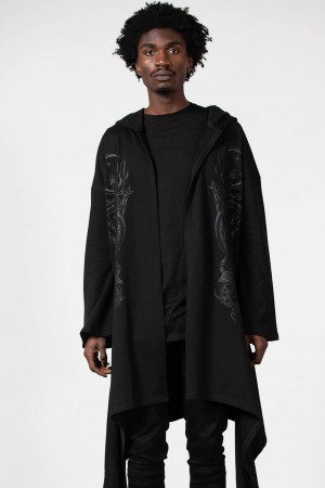 Killstar Lunar Wizard S Kapucí Cardigan Černé | QXNCIA-136