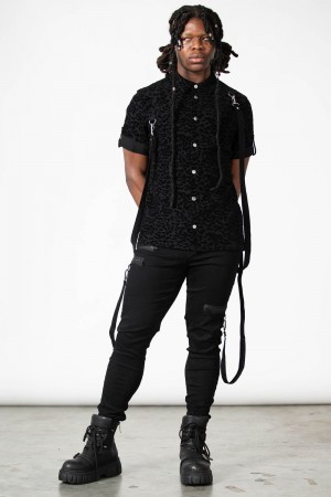 Killstar Mad Paw Leopard Print Shirt Černé | PNYVTZ-426