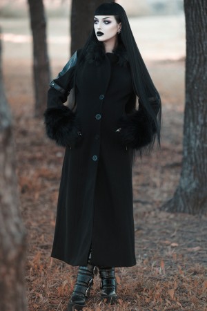 Killstar Madame Mayhem Coat Černé | DJNAKT-680