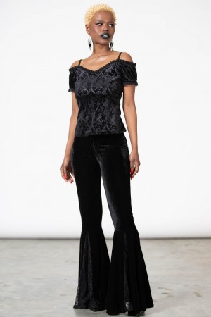 Killstar Mademoiselle Bardot Top Černé | KLFWIM-243