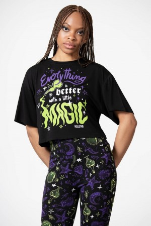 Killstar Magic Chill Crop Top Černé | JODCUY-639