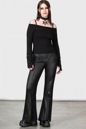 Killstar Maleficent's Mirage Trousers Černé | DBSFXC-498