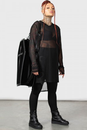 Killstar Malik's Malice Mesh Top Černé | BTWQCE-146