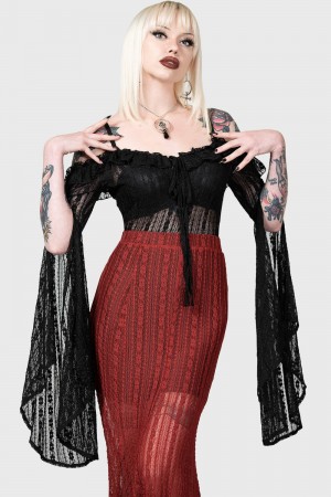 Killstar Melisanda Bardot Top Černé | QSDLPU-921