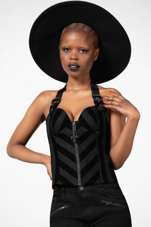 Killstar Merciless Halter Top Černé | MECBWA-403