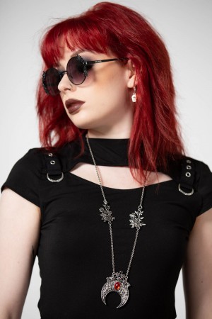 Killstar Moon Bloom Necklace Stříbrné | RWOTDG-523