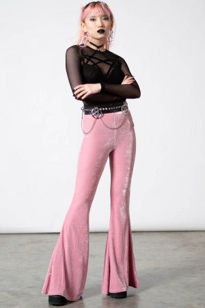Killstar Moondance Bell Bottoms [PASTEL PINK] Růžové | VLUESI-625