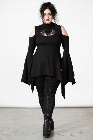 Killstar Moonshine Cold Shoulder Top Černé | LYNOMA-496
