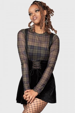 Killstar Moss Cover Mesh Top Zelene | AFWSJE-937