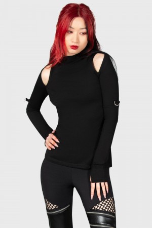 Killstar Nebula Long Sleeve Top Černé | NUGJTM-315