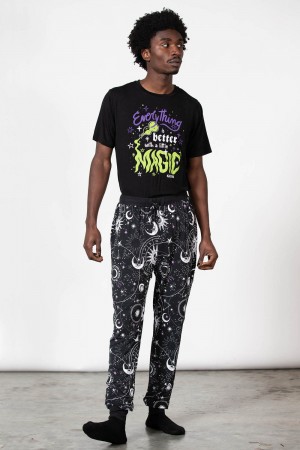 Killstar Nebula Lounge Pants Černé | KAXIRC-185