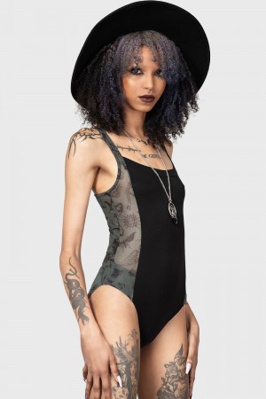 Killstar Night Lichen Bodysuit Černé | HNVSQD-182