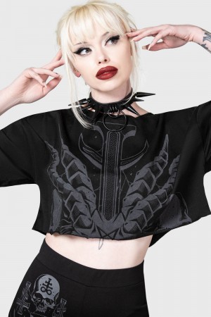 Killstar Night Roller Crop Top Černé | JHYBPU-143