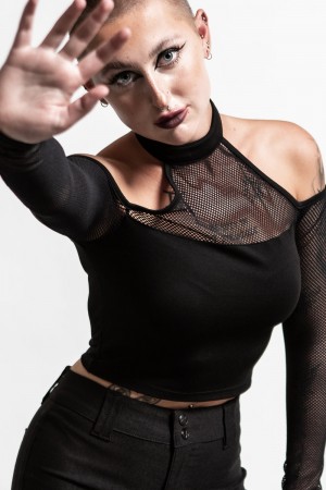 Killstar Nightcall Fishnet Top Černé | HCYRXK-372
