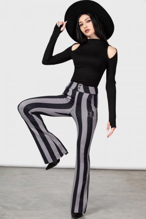 Killstar Nightshades And Ravens Bootcut Trousers Šedé | YOBXQA-536