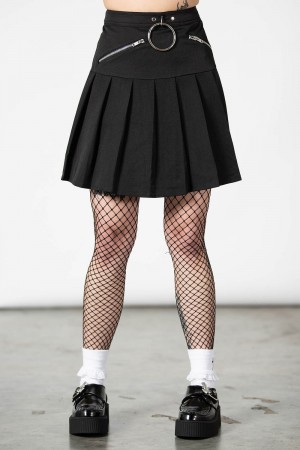 Killstar No Lip Plisovaný Skirt Černé | NPCUHA-781