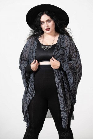 Killstar Obscurum Chiffon Cardigan Černé | NROAME-176