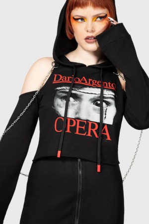 Killstar Opera Crop Hoodie Černé | LZPRKB-138