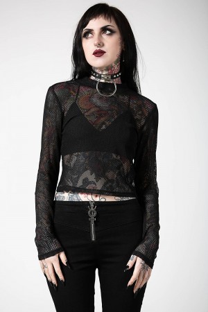 Killstar Planetary Party Mesh Top Černé | GVOXIK-932