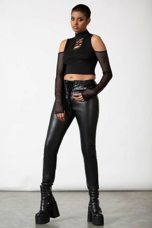 Killstar Primevil Krajkové-Up Pants Černé | YXNKDL-876