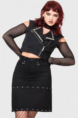 Killstar Punktured Skirt Černé | JPRISL-542