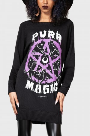 Killstar Purr Magic Knit Svetrové Černé | OZUJHD-243