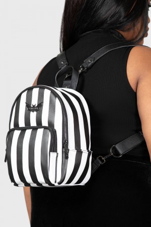 Killstar Rails Mini Backpack Černé Bílé | BWRDHM-796
