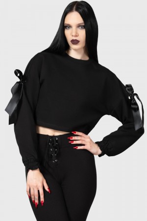 Killstar Ray Crop Svetrové Černé | SEBRYZ-149