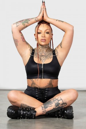 Killstar Rocker Sports Bra Černé | CGVUQF-428