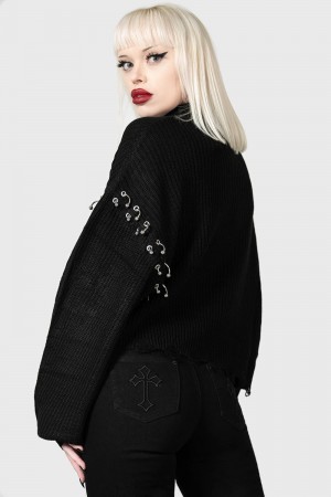 Killstar Rook Knit Svetrové Černé | VCQUDX-905