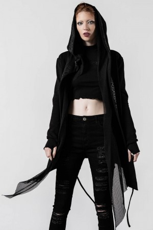 Killstar Ruination S Kapucí Cardigan Černé | YMQLDC-672