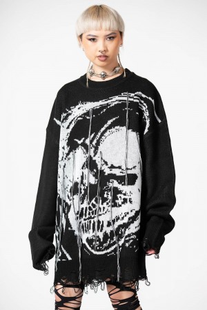 Killstar Ruined Relic Knit Svetrové Černé | IXDUMO-296
