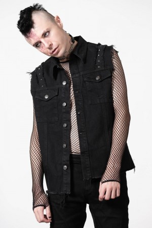 Killstar Ruse Denim Vest Černé | SKTQAE-460