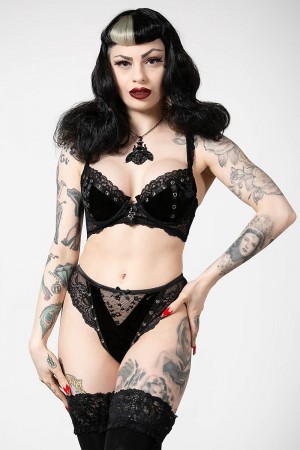 Killstar Sacred Spirits Velvet Panty [B] Černé | HEKSDL-607