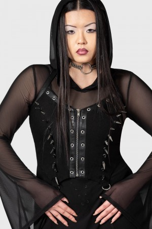 Killstar Saintly Spiked Corset Černé | KWCOLS-679