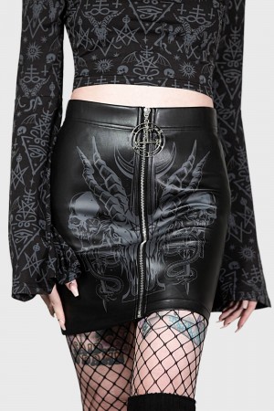 Killstar Scarlet Flame Mini Skirt Černé | HJUIOY-530