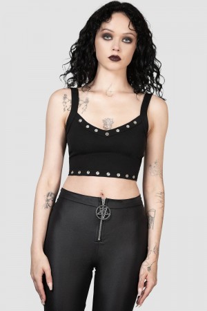 Killstar Scene Rivet Top Černé | INFMTW-619