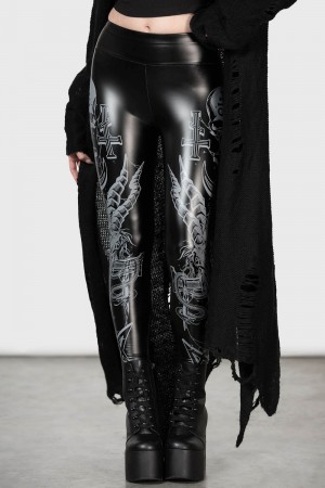 Killstar Screech Owl Leggings Černé | FKDVAG-610