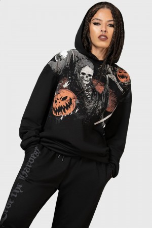 Killstar Scythe Oversized Hoodie Černé | EGYJLR-380