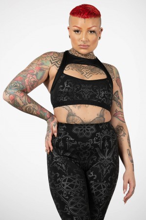 Killstar Searchlight Sports Bra Černé | FRXNQH-049