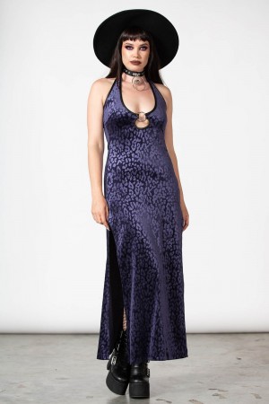 Killstar Second Skin Maxi Šaty [PLUM] Fialové | TAQYIZ-073
